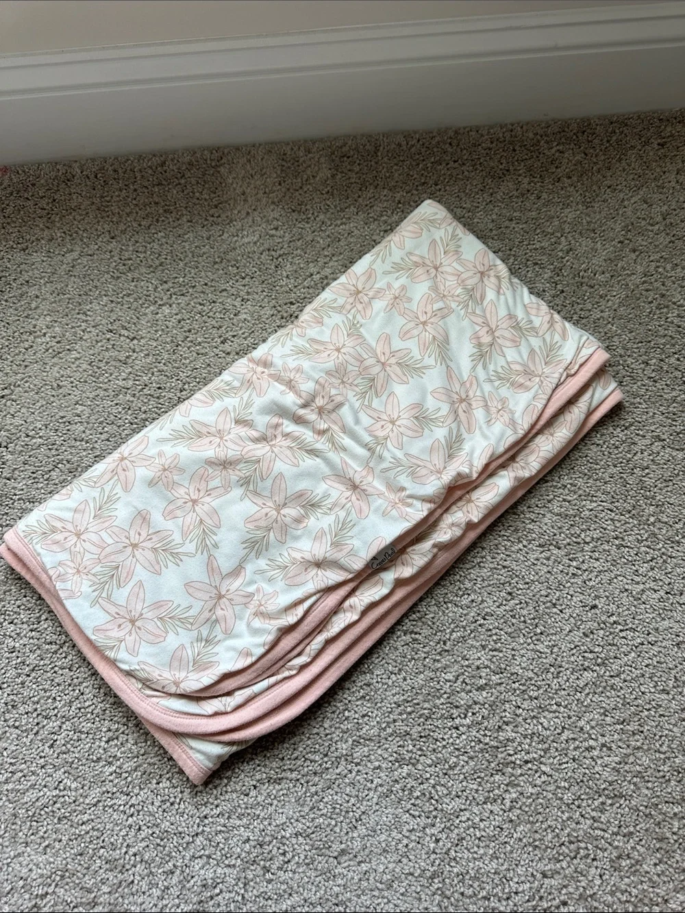 Floral Quilted Kid’s Blanket - Soft Pink & Cream